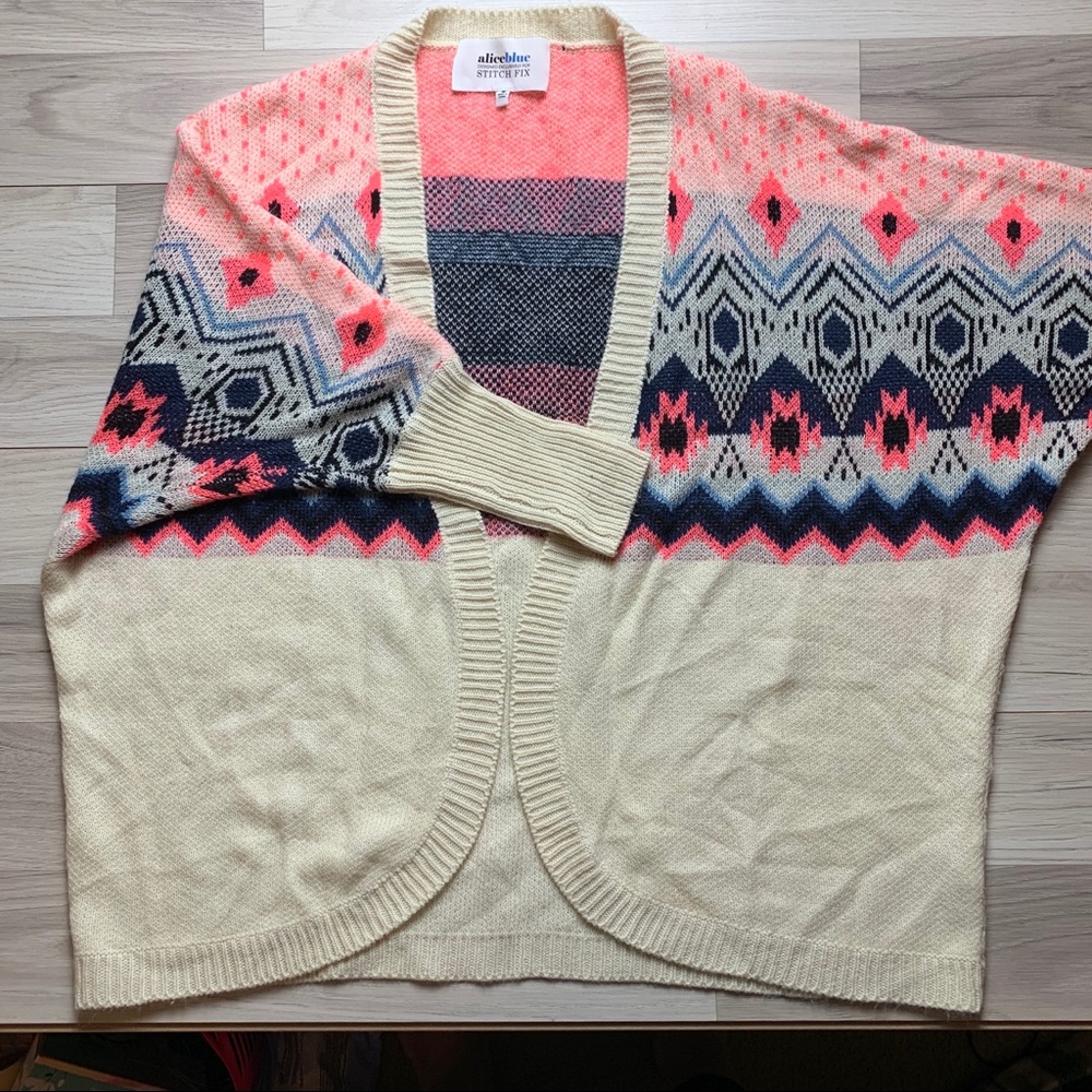 Alice Blue Stitch Fix Fair Isle Sweater Neon
